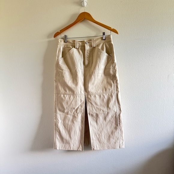 A.L.C Alden Faux Leather Front Back Slit Midi Skirt Size 4 - Picture 8 of 16